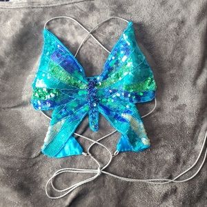 Butterfly Sequins Crop Top